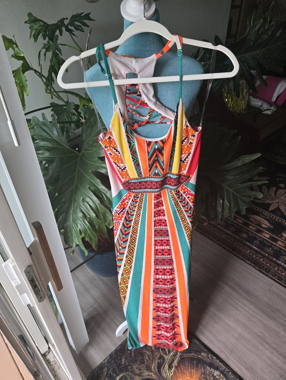 Vibrant Multicolor Striped Tribal Maxi Dress